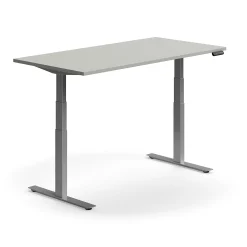 Sähköpöytä QBUS Suora pöytälevy, 1600x800 mm, hopeanharmaa jalusta, vaaleanharmaa