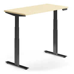 Sähköpöytä QBUS Suora pöytälevy, 1200x600 mm, musta jalusta, koivu