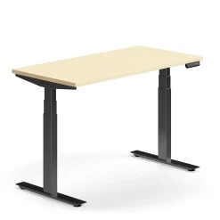 Sähköpöytä QBUS Suora pöytälevy, 1200x600 mm, musta jalusta, koivu