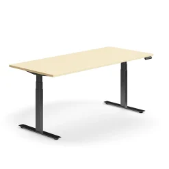 Sähköpöytä QBUS Suora pöytälevy, 1800x800 mm, musta jalusta, koivu