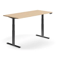 Sähköpöytä QBUS Suora pöytälevy, 1800x800 mm, musta jalusta, tammi