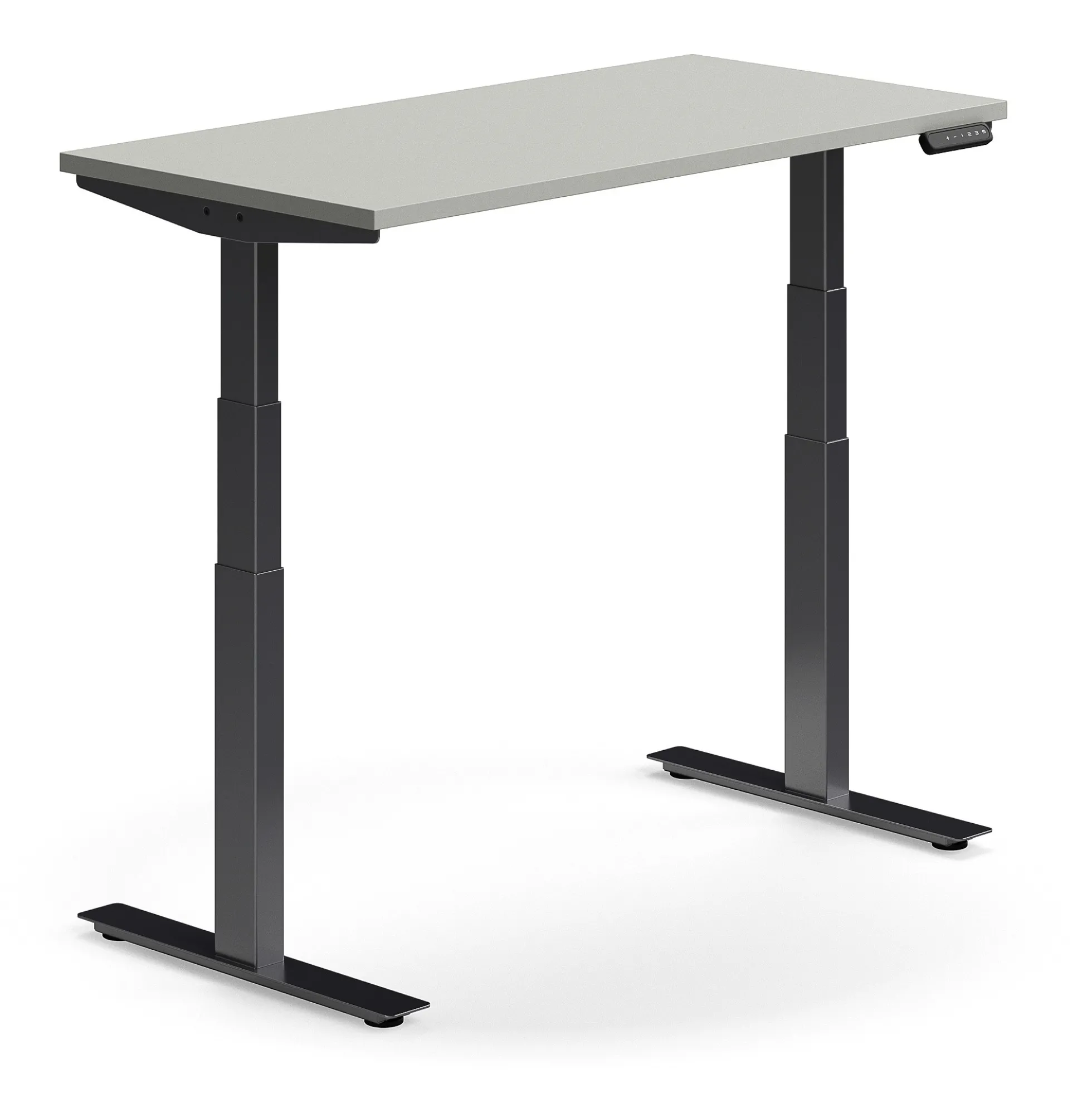 Sähköpöytä QBUS Suora pöytälevy, 1200x600 mm, musta jalusta, vaaleanharmaa