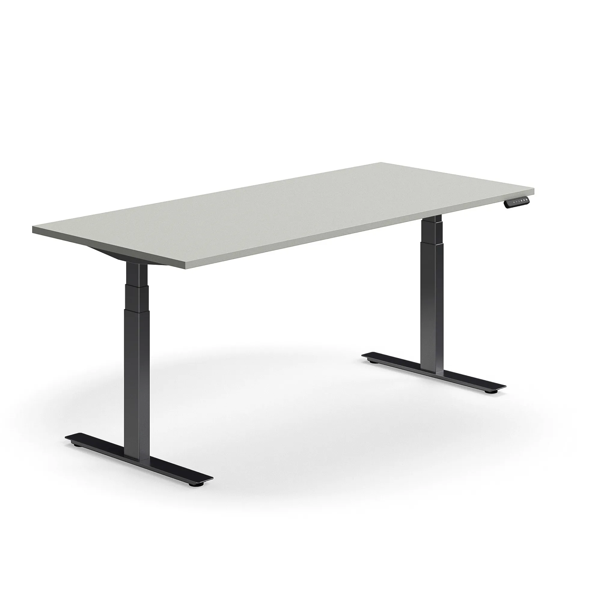 Sähköpöytä QBUS Suora pöytälevy, 1800x800 mm, musta jalusta, vaaleanharmaa