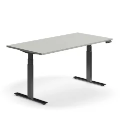 Sähköpöytä QBUS Suora pöytälevy, 1600x800 mm, musta jalusta, vaaleanharmaa
