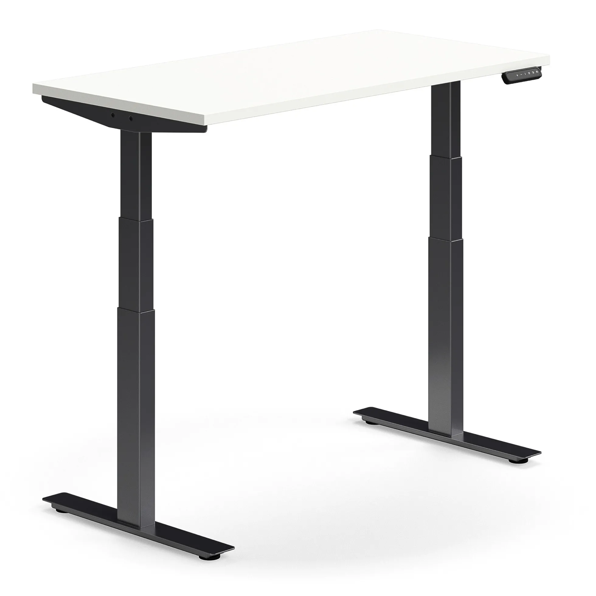 Sähköpöytä QBUS Suora pöytälevy, 1200x600 mm, musta jalusta, valkoinen