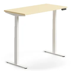 Sähköpöytä QBUS Suora pöytälevy, 1200x600 mm, valkoinen jalusta, koivu