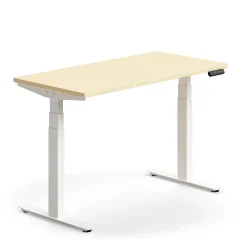 Sähköpöytä QBUS Suora pöytälevy, 1200x600 mm, valkoinen jalusta, koivu