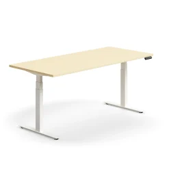 Sähköpöytä QBUS Suora pöytälevy, 1800x800 mm, valkoinen jalusta, koivu