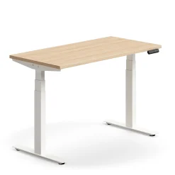 Sähköpöytä QBUS Suora pöytälevy, 1200x600 mm, valkoinen jalusta, tammi