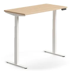 Sähköpöytä QBUS Suora pöytälevy, 1200x600 mm, valkoinen jalusta, tammi