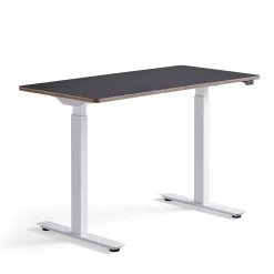 Sähköpöytä 120x60 NOVUS 1200x600 mm, valkoinen jalusta, musta työtaso