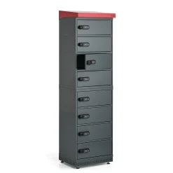 Säilytyskaappi sähköpyörän akuille VOLT 8 lokeroa, 1835x514x455 mm, tummanharmaa