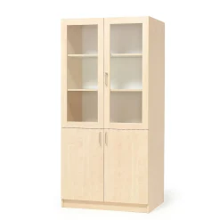 Säilytyskaappi THEO Puolipitkät lasiovet, 1000x470x2100 mm, koivu