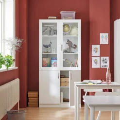 Säilytyskaappi THEO Puolipitkät lasiovet, 1000x470x2100 mm, valkoinen