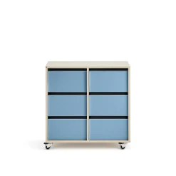 Säilytyslaatikosto CASPER 6 laatikkoa, koivu, taivaansininen