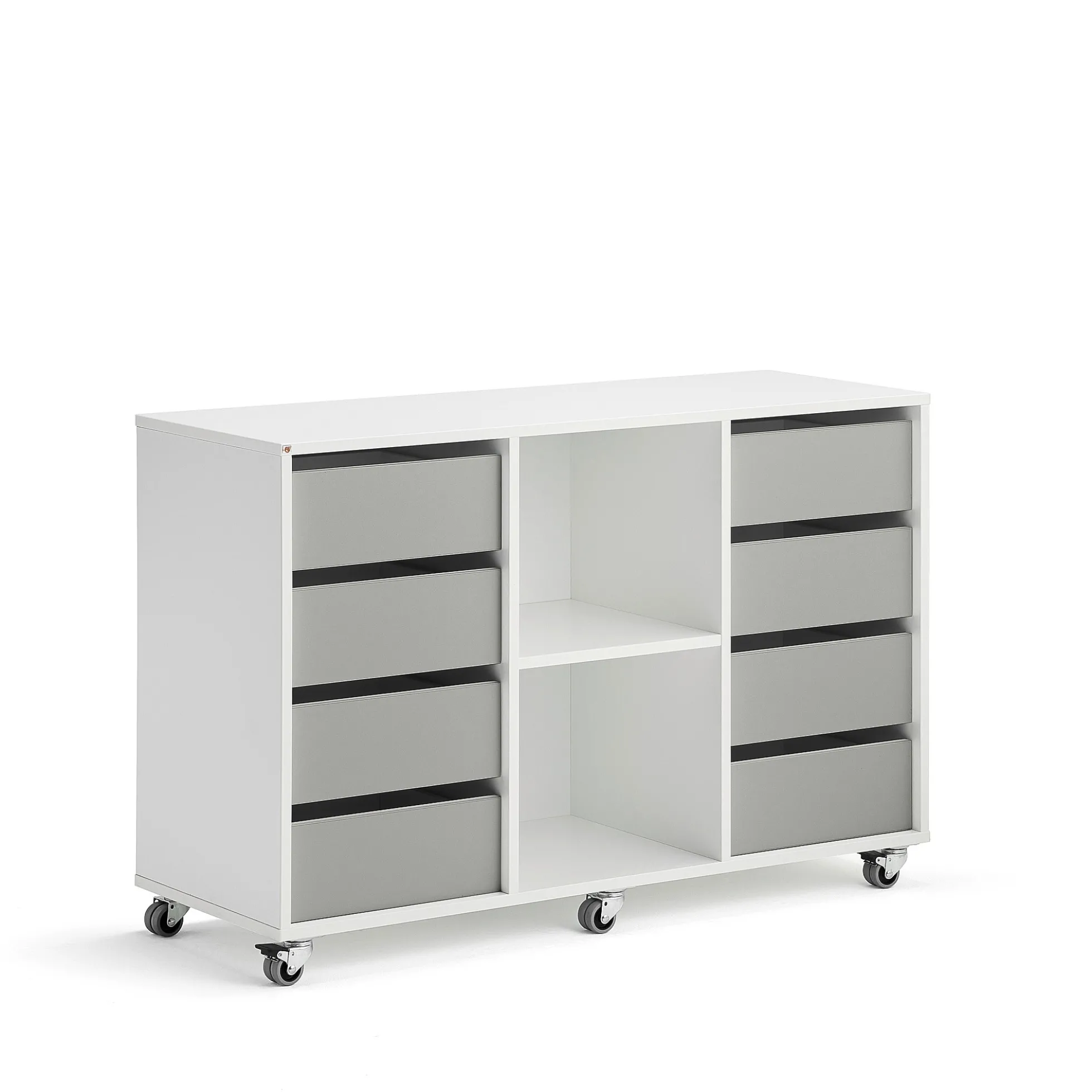Säilytyslaatikosto CASPER 8 laatikkoa, 2 lokeroa, valkoinen, harmaa