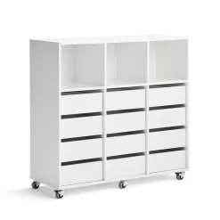 Säilytyslaatikosto CASPER 12 laatikkoa, 3 ylälokeroa, valkoinen