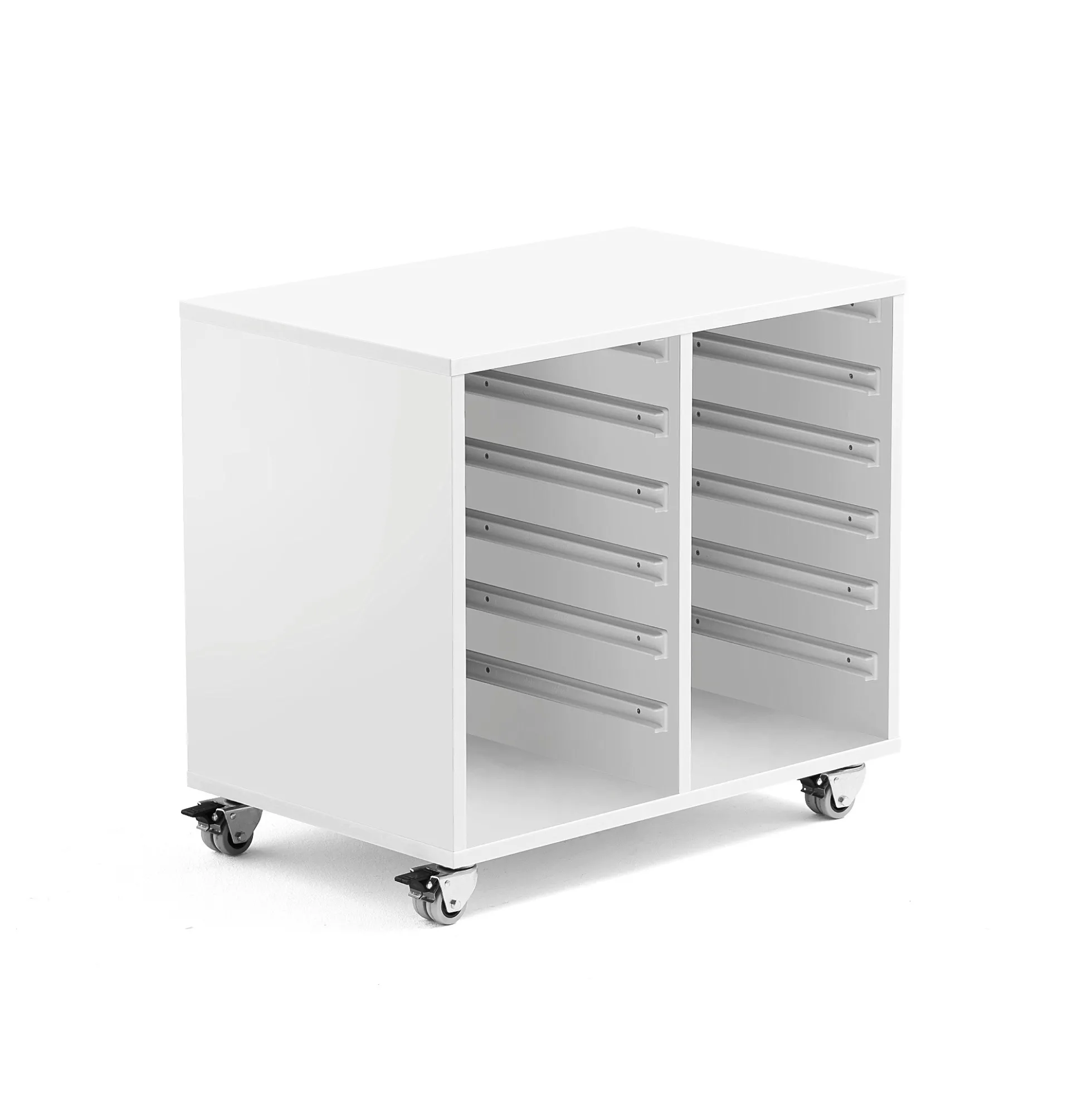 Säilytyslaatikosto muovilaatikoille IDA 680x450x635 mm, valkoinen