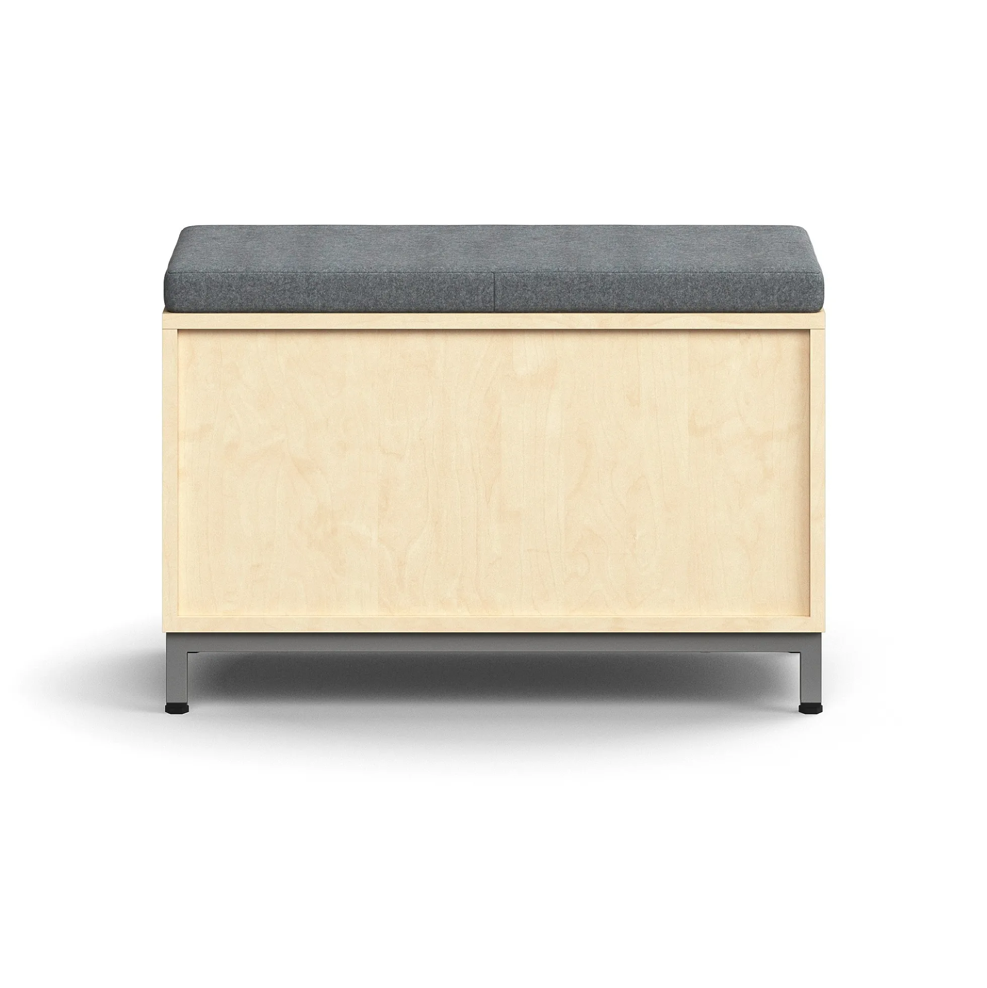 Säilytyspenkki QBUS Jalusta, kahva, 534x800x420 mm, hopeanharmaa, koivu, harmaa istuintyyny