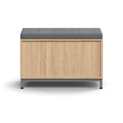 Säilytyspenkki QBUS Jalusta, kahva, 534x800x420 mm, hopeanharmaa, tammi, harmaa istuintyyny