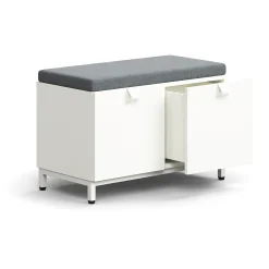 Säilytyspenkki QBUS Jalusta, kahva, 534x800x420 mm, valkoinen, harmaa istuintyyny