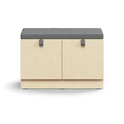 Säilytyspenkki QBUS Sokkeli, kahva, 534x800x420 mm, koivu, harmaa tyyny