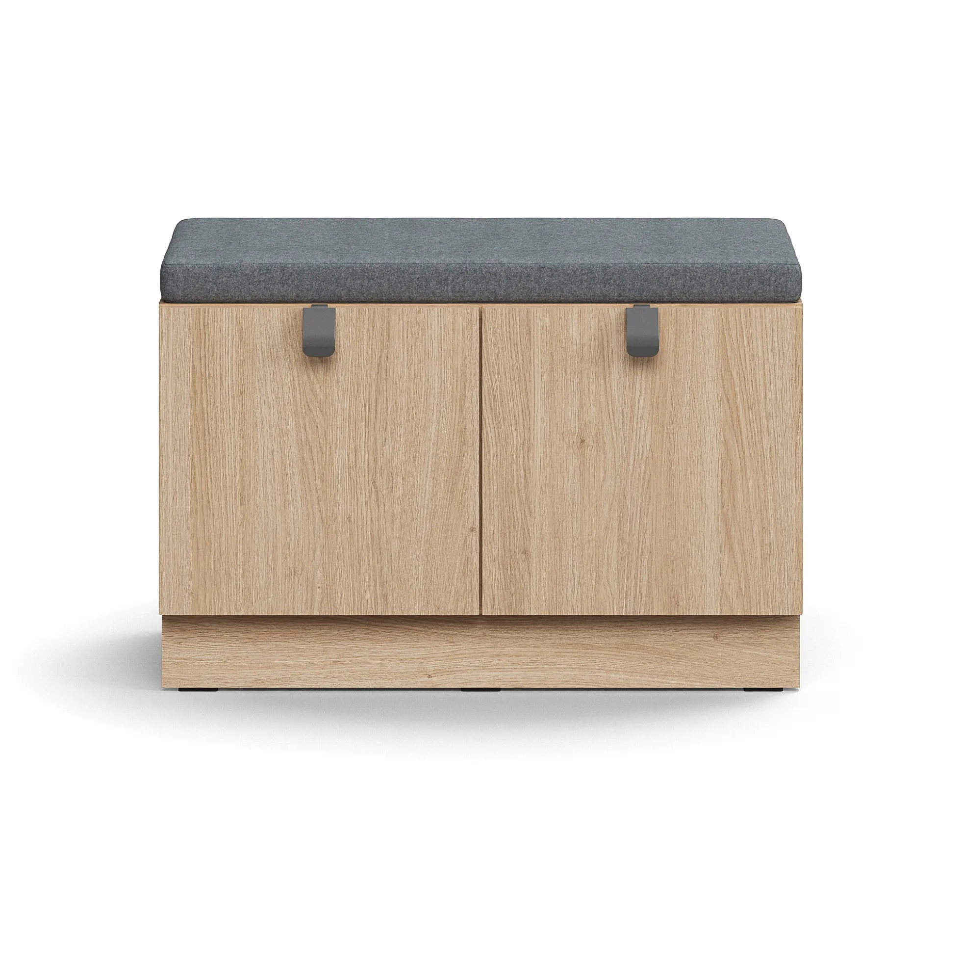 Säilytyspenkki QBUS Sokkeli, kahva, 534x800x420 mm, tammi, harmaa tyyny