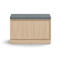 Säilytyspenkki QBUS Sokkeli, kahva, 534x800x420 mm, tammi, harmaa tyyny