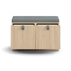 Säilytyspenkki QBUS Sokkeli, kahva, 534x800x420 mm, tammi, harmaa tyyny