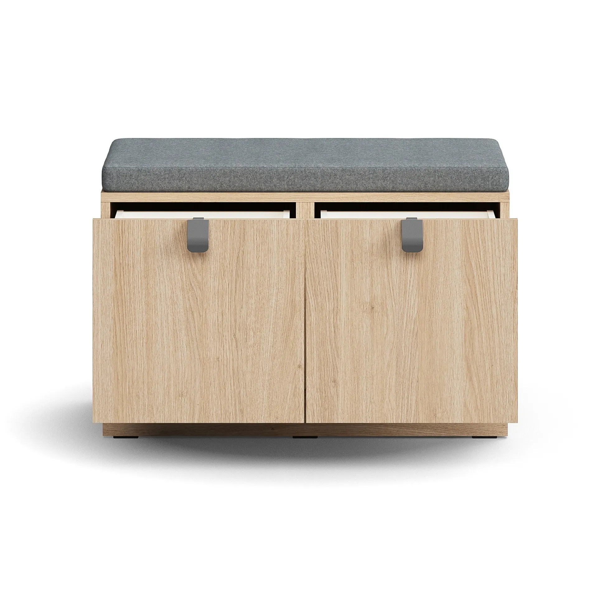 Säilytyspenkki QBUS Sokkeli, kahva, 534x800x420 mm, tammi, harmaa tyyny