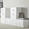 Säilytyspenkki QBUS Sokkeli, kahva, 534x800x420 mm, valkoinen, harmaa tyyny