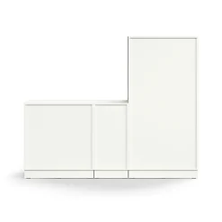 Säilytysratkaisu QBUS Lukollinen kaappi + 2 lokeroa + matala kaappi, sokkeli, kahvat, 1636x2000x420 mm, valkoinen
