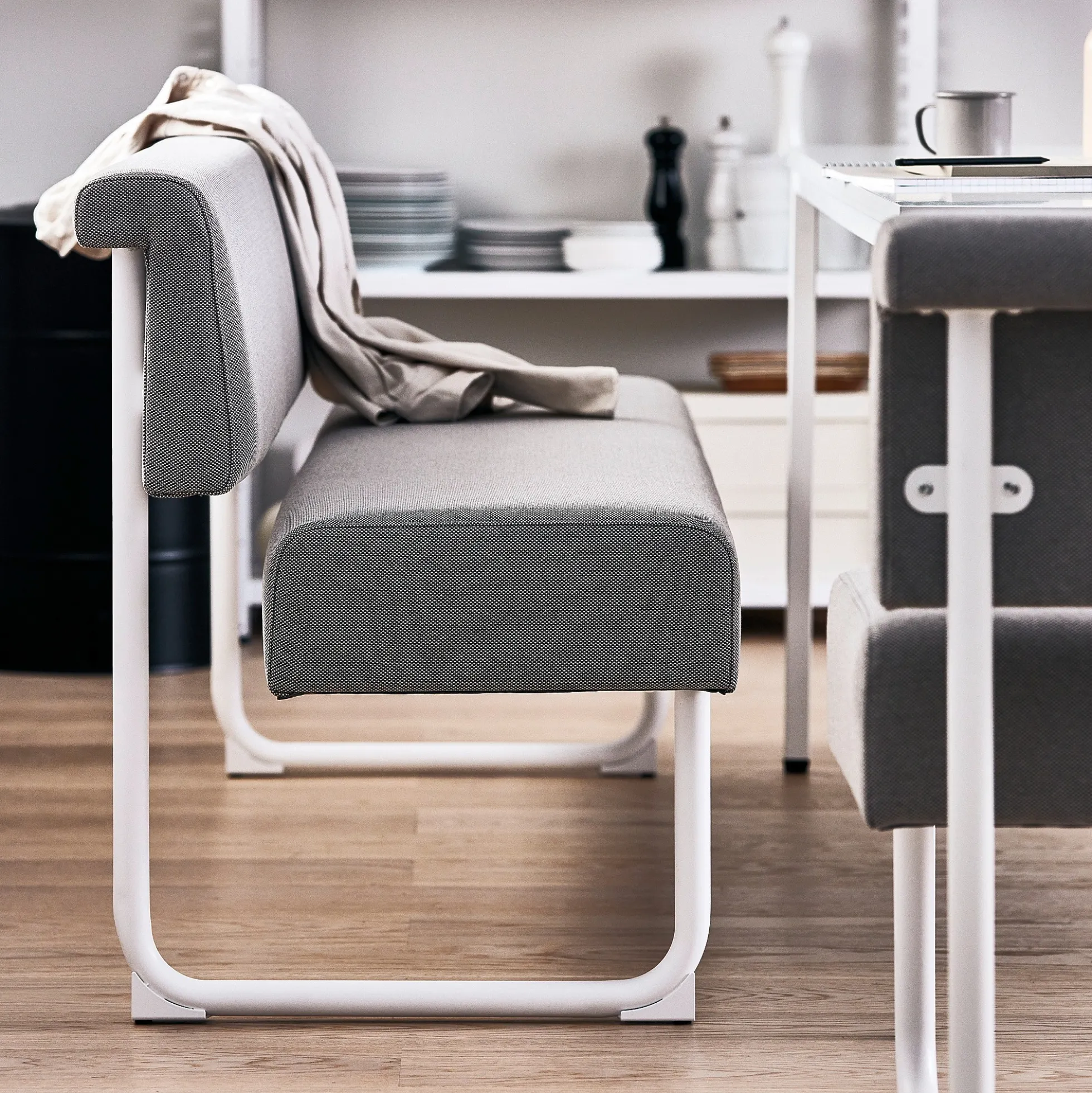 Sohva START 1800 mm, kangas, harmaanbeige, valkoinen