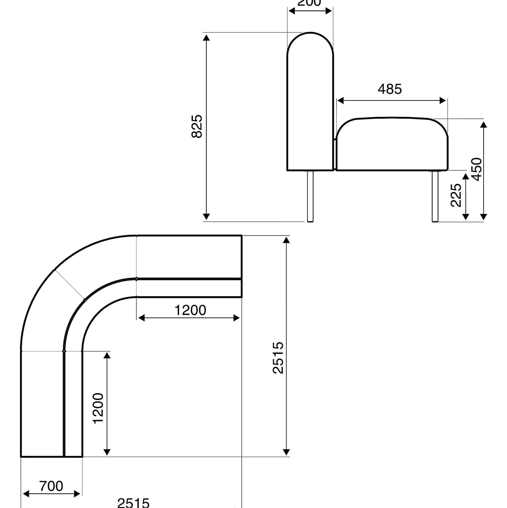 Sohva VARIETY 90-asteen ulkokulma, kangas Blues CSII, antrasiitinharmaa