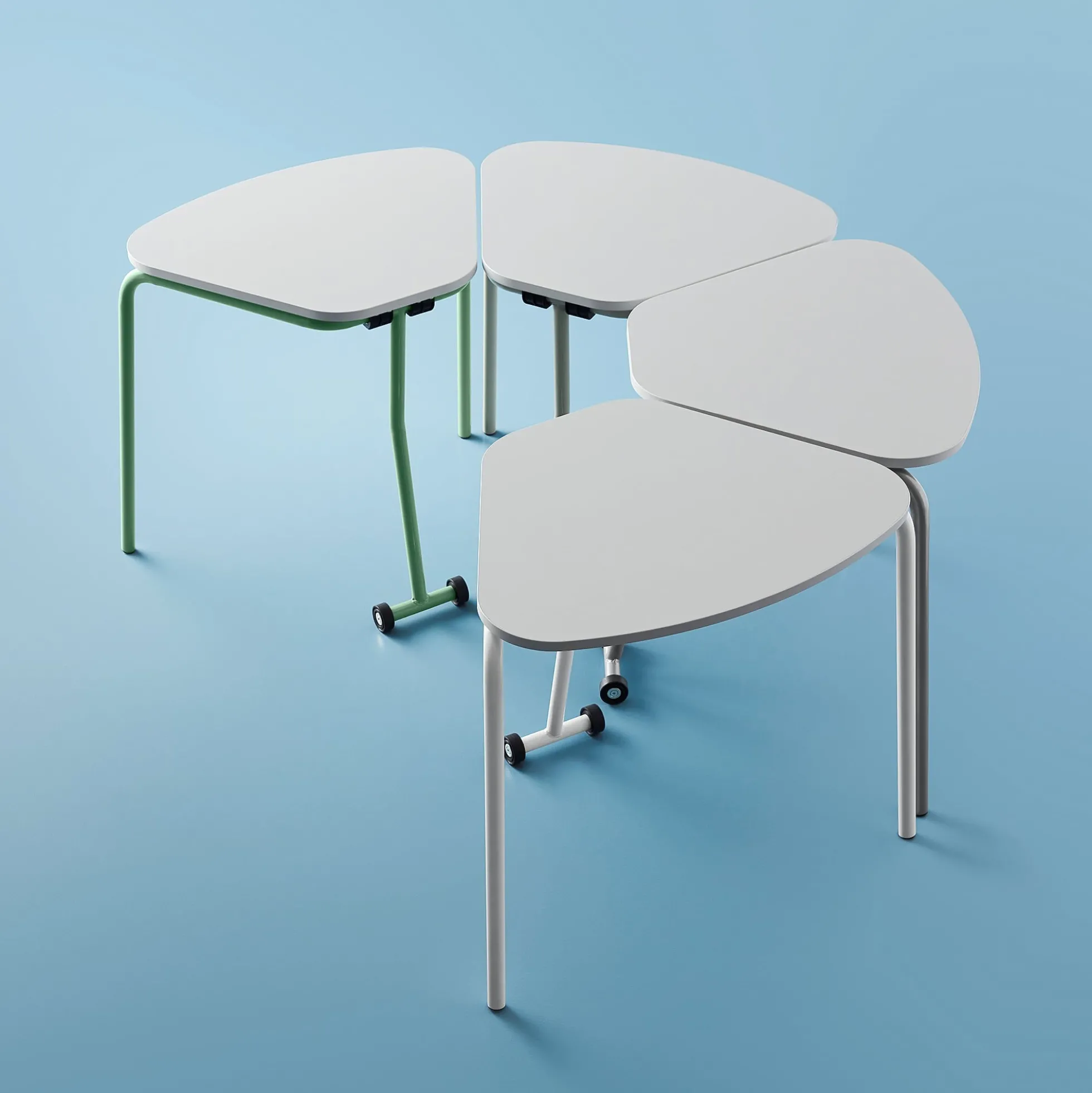 Taittopöytä HEX 740x800x620 mm, hopeanharmaa, valkoinen