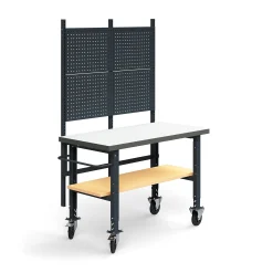 Teollisuuspöytäkokonaisuus TRUST Siirrettävä, työkalupaneeli, alahylly, 1500x760 mm, korkeapainelaminaatti