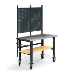 Teollisuuspöytäkokonaisuus TRUST Siirrettävä, työkalupaneeli, alahylly, 1500x760 mm, teräs