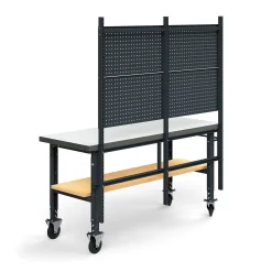 Teollisuuspöytäkokonaisuus TRUST Siirrettävä, työkalupaneeli, alahylly, 2000x760 mm, korkeapainelaminaatti