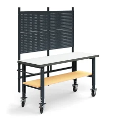 Teollisuuspöytäkokonaisuus TRUST Siirrettävä, työkalupaneeli, alahylly, 2000x760 mm, korkeapainelaminaatti