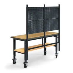 Teollisuuspöytäkokonaisuus TRUST Siirrettävä, työkalupaneeli, alahylly, 2000x760 mm, tammiparketti