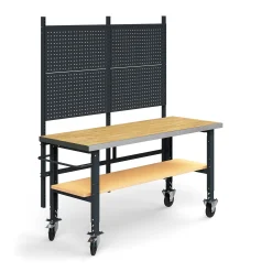 Teollisuuspöytäkokonaisuus TRUST Siirrettävä, työkalupaneeli, alahylly, 2000x760 mm, tammiparketti