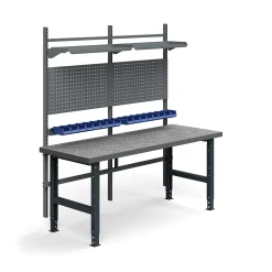 Teollisuuspöytäkokonaisuus TRUST Työkalupaneelit, laatikot + hyllyt, 2000x760 mm, vinyyli