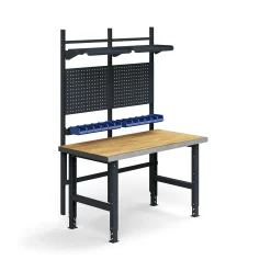 Teollisuuspöytäkokonaisuus TRUST Työkalupaneelit, laatikot + hyllyt, 1500x760 mm, tammiparketti