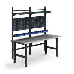 Teollisuuspöytäkokonaisuus TRUST Työkalupaneelit, laatikot + hyllyt, 2000x760 mm, teräs