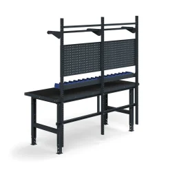 Teollisuuspöytäkokonaisuus TRUST Työkalupaneelit, laatikot + hyllyt, 2000x760 mm, suojamatto