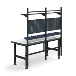 Teollisuuspöytäkokonaisuus TRUST Työkalupaneelit, laatikot + hyllyt, 2000x760 mm, korkeapainelaminaatti