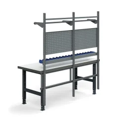 Teollisuuspöytäkokonaisuus TRUST Työkalupaneelit, laatikot + hyllyt, 2000x760 mm, korkeapainelaminaatti
