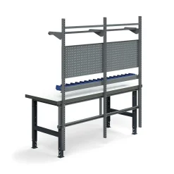 Teollisuuspöytäkokonaisuus TRUST Työkalupaneelit, laatikot + hyllyt, 2000x760 mm, korkeapainelaminaatti