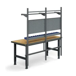 Teollisuuspöytäkokonaisuus TRUST Työkalupaneelit, laatikot + hyllyt, 2000x760 mm, tammiparketti