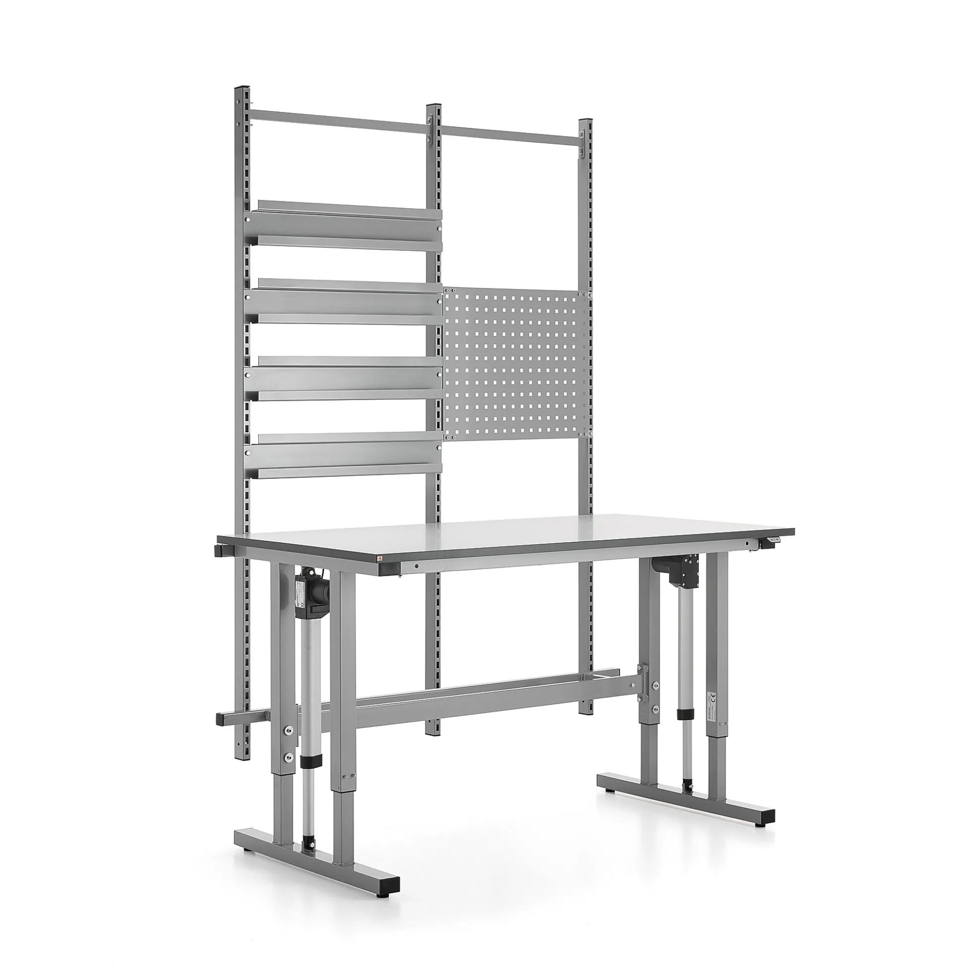 Teollisuuspöytä MOTION Korkeussäädettävä, 400 kg, 1500x800 mm, työkalupaneeli + kiskot